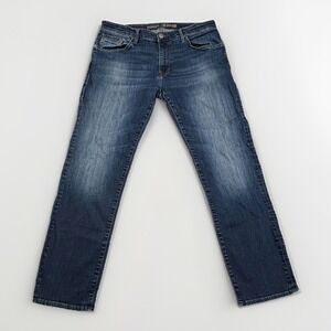 Mavi Jeans Men's 36x30 Blue Relaxed Straight Leg Dark Wash Whiskered Preppy